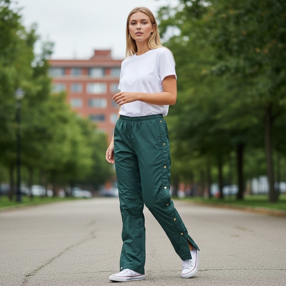 Vintage Adidas Breakaway Track Pants Forest Green Snap Button XL 90s Retro